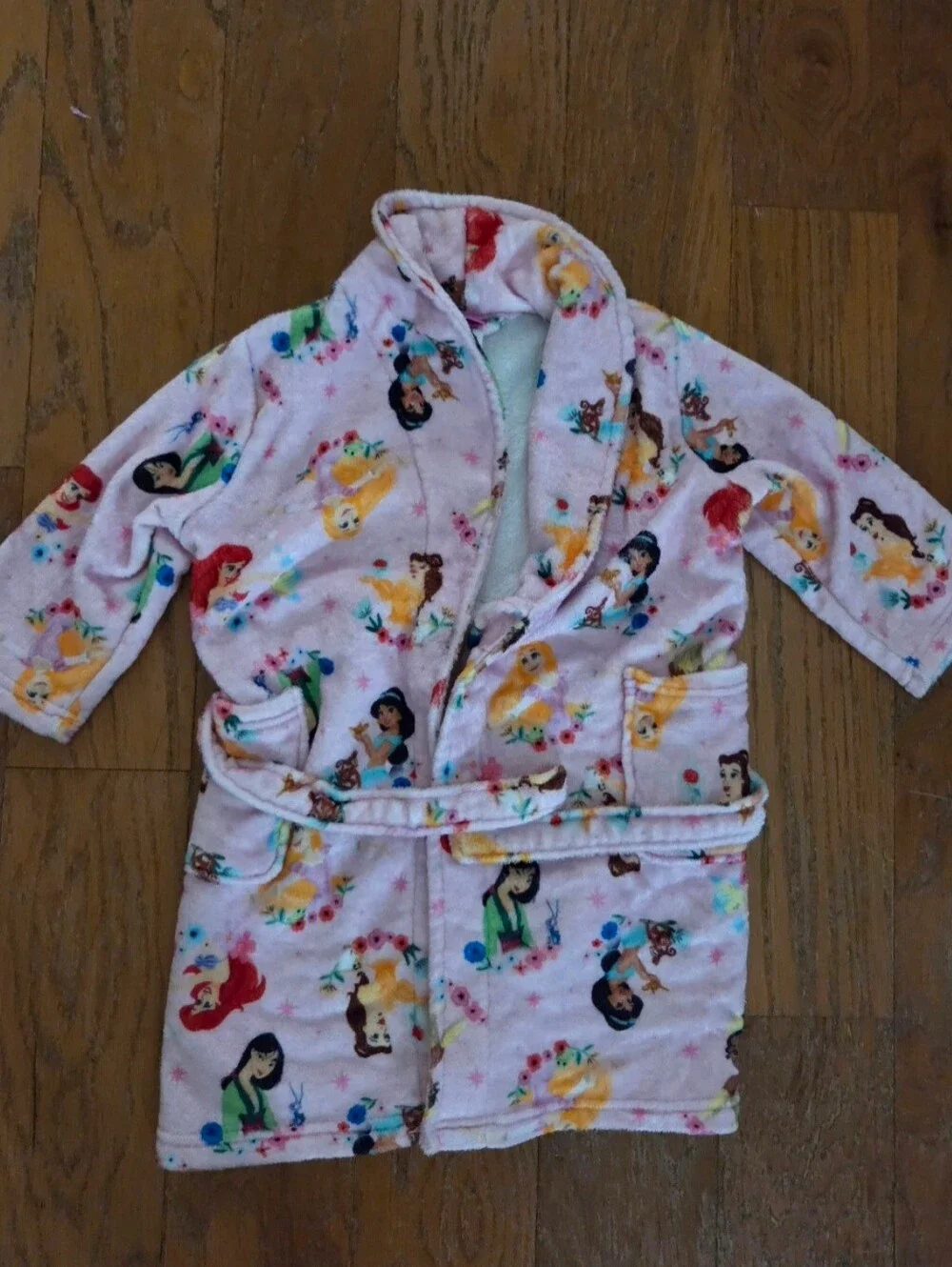Disney Pink Plush Princess Robe with Hood and Belt